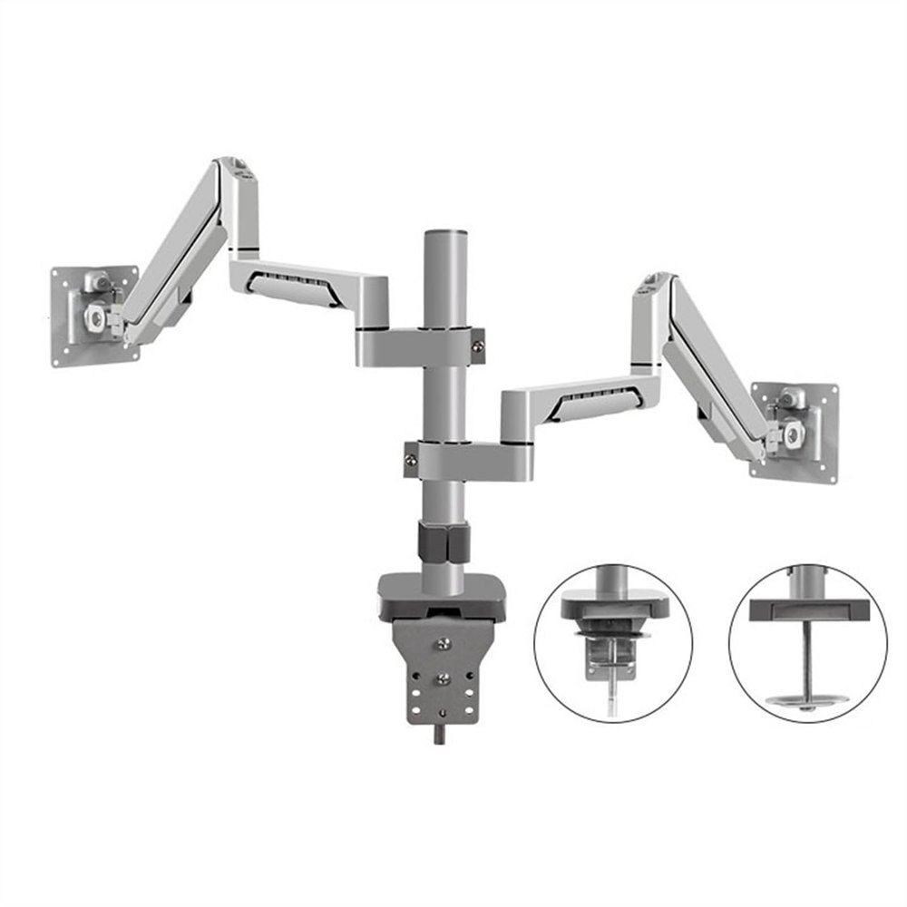 Monitor Mount Arm Dual Monitor Mount Fits Max 32 Inch, 4.4-19.8 Lbs Screens, Fully Adjustable Dual Monitor Arm Desk Mount with Tilt, Swivel, Rotation, VESA 75/100mm Monitor Desk Mount(Silver)