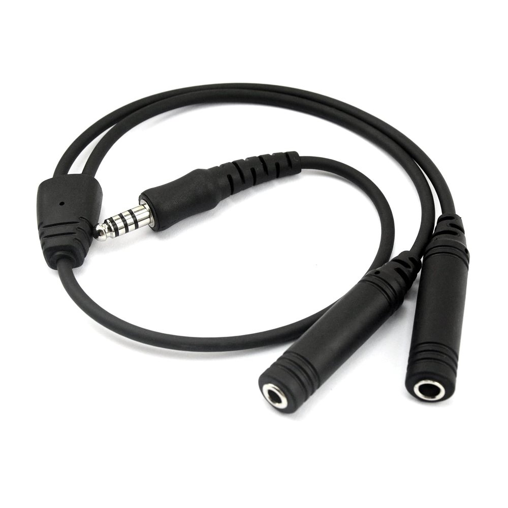 AIRVOICE General Aviation GA Plugs to Helicopter Adapter, GA Twin-Plug PJ-068 PJ-055 to U174 Helicopter Plug Adapter, Black