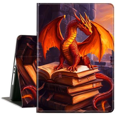ACWDMKH Case for Microsoft Surface Pro 7 Plus/7/6/5/4 12.3 Inch Tablet,Leather Folio Adjustable Stand for Surface Pro Case 12.3,Red Dragon Book