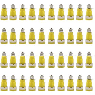 40Pcs Durable Panel Mount Adapter: 4mm Banana Female Jack Socket Connector for Convenient Banana Binding Post Connection (Yellow 40Pcs)