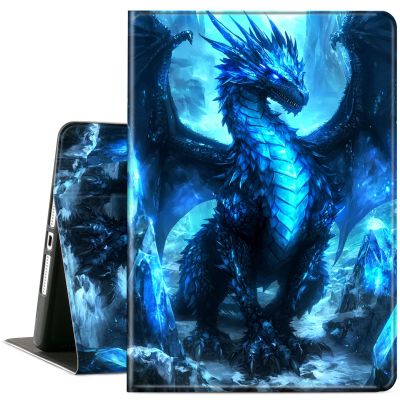 ACWDMKH Case for Microsoft Surface Pro 7 Plus/7/6/5/4 12.3 Inch Tablet,Leather Folio Adjustable Stand for Surface Pro Case 12.3,Blue Glitter Dragon