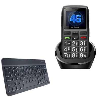 BoxWave Keyboard Compatible with artfone C1+ 4G - SlimKeys Bluetooth Keyboard, Portable Thin with Chiclet-Style Keys - Jet Black