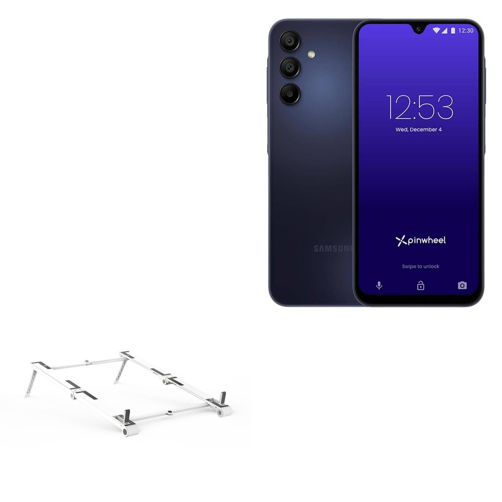 BoxWave Stand and Mount Compatible with Pinwheel Plus 4 - Pocket Aluminum Stand 3-in-1, Portable Multi Angle Viewing Riser - Metallic Silver
