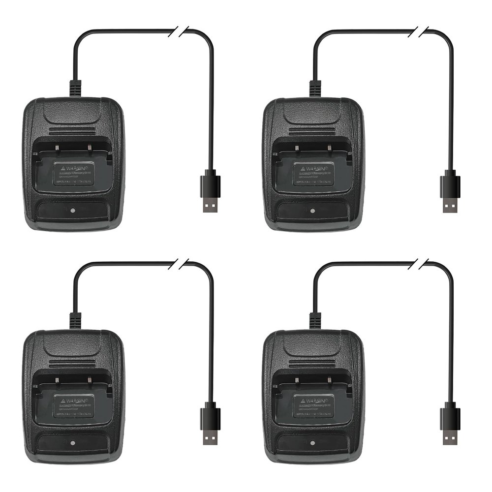 4 Packs BF-888S Charger USB Plug Adapter Replacemeny for BF-777S Walkie Talkie for Adult Two Way Radio Charger Dock with Indicator