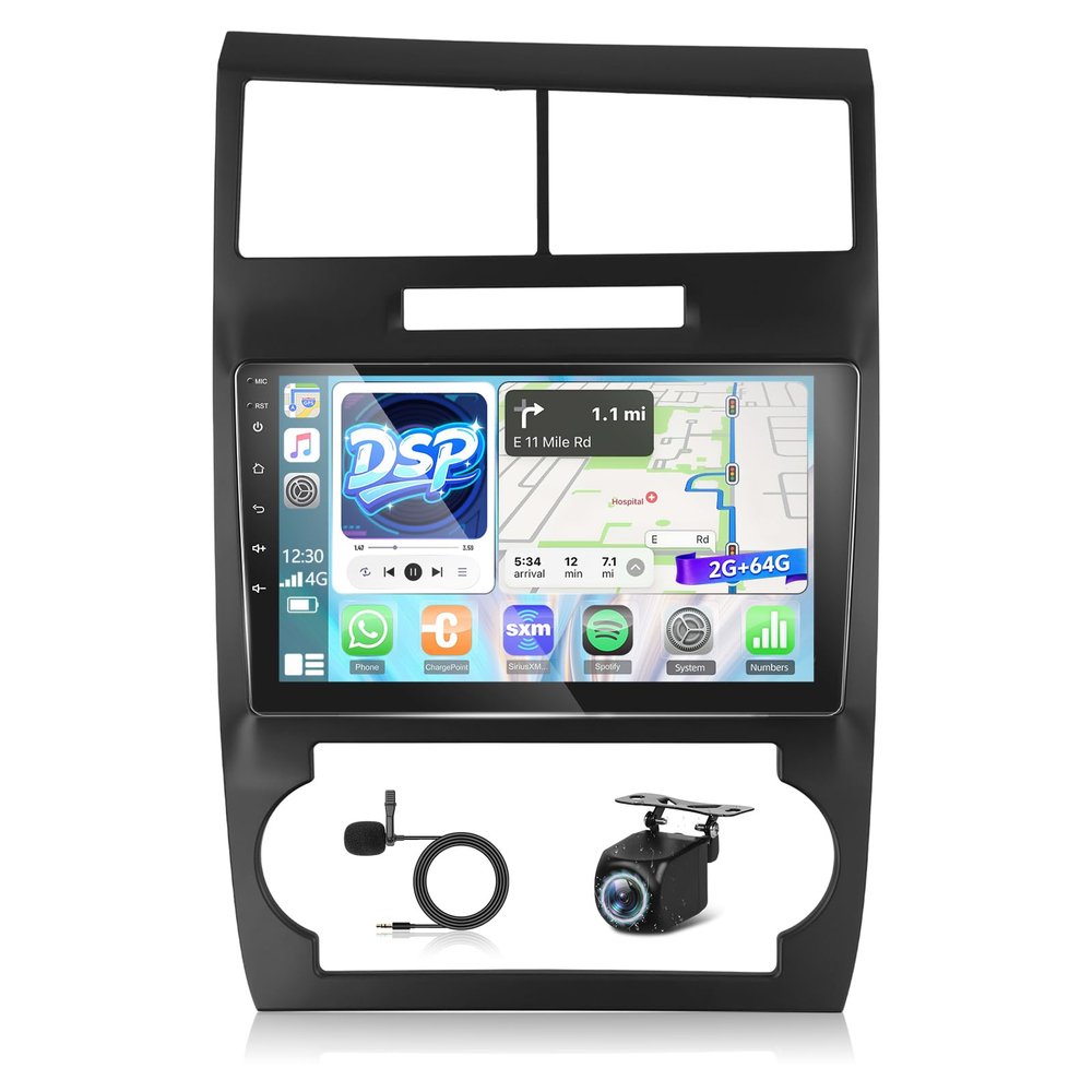 [2+64G] for Dodge Charger and for Dodge Magnum 2005-2007 Android Radio with DSP - 9 inch Touchscreen Car Radio - Wireless Carplay and Android Auto, Mirror Link, WiFi, GPS, SWC + Canbus + Backup Camera