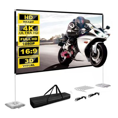100 Inch Projector Screen for Home Theater, 16:9 HD Outdoor Indoor Projection Screen, Fast-Folding Projector Screen with Stand Legs and Carry Bag(180g)