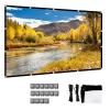 60-200 Inch Projection Screen Curtain White Projector Foldable Screen Projection Portable Fabric, Anti-Crease 16:9/4:3 HD Movies Screen for Home Theater Office with Hooks and Cords(16:9,84 inch screen view 1