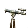 Double Barrel Brass Telescope with Wooden Tripod Stand Nautical Floor Standing Brass Telescopes 55 Inch view 2