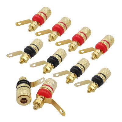 10Pcs Gold Plated Binding Post Amplifier Sp/ea-ker Terminal Banana Socket Panel Mount Connectors Fit Compatible 4mm Banana Plugs Connector