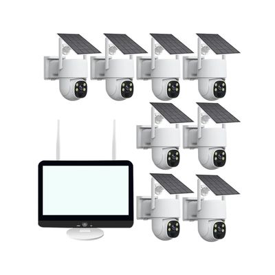 AKAVIG 8CH 4MP Wireless WiFi Solar Power Security Camera System with Monitor, Outdoor Low Power Surveillance NVR Kit with Color Night Vision, Two Way Audio, Motion Detection