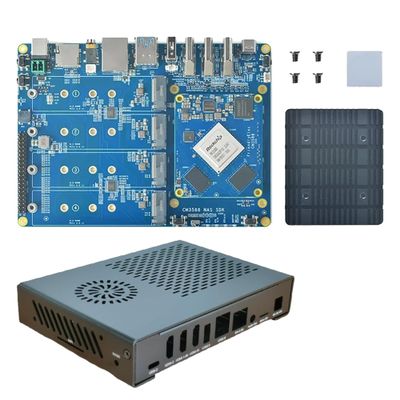 APBVIHL FriendlyELEC CM3588 NAS Kit 2.5G Rockchip Demon Board with Mental Case 4xPCIe3.0 4K/8K CM3588 NAS SDK Kit 4 NVMe HDMI (4GB Ram+32GB eMMC)