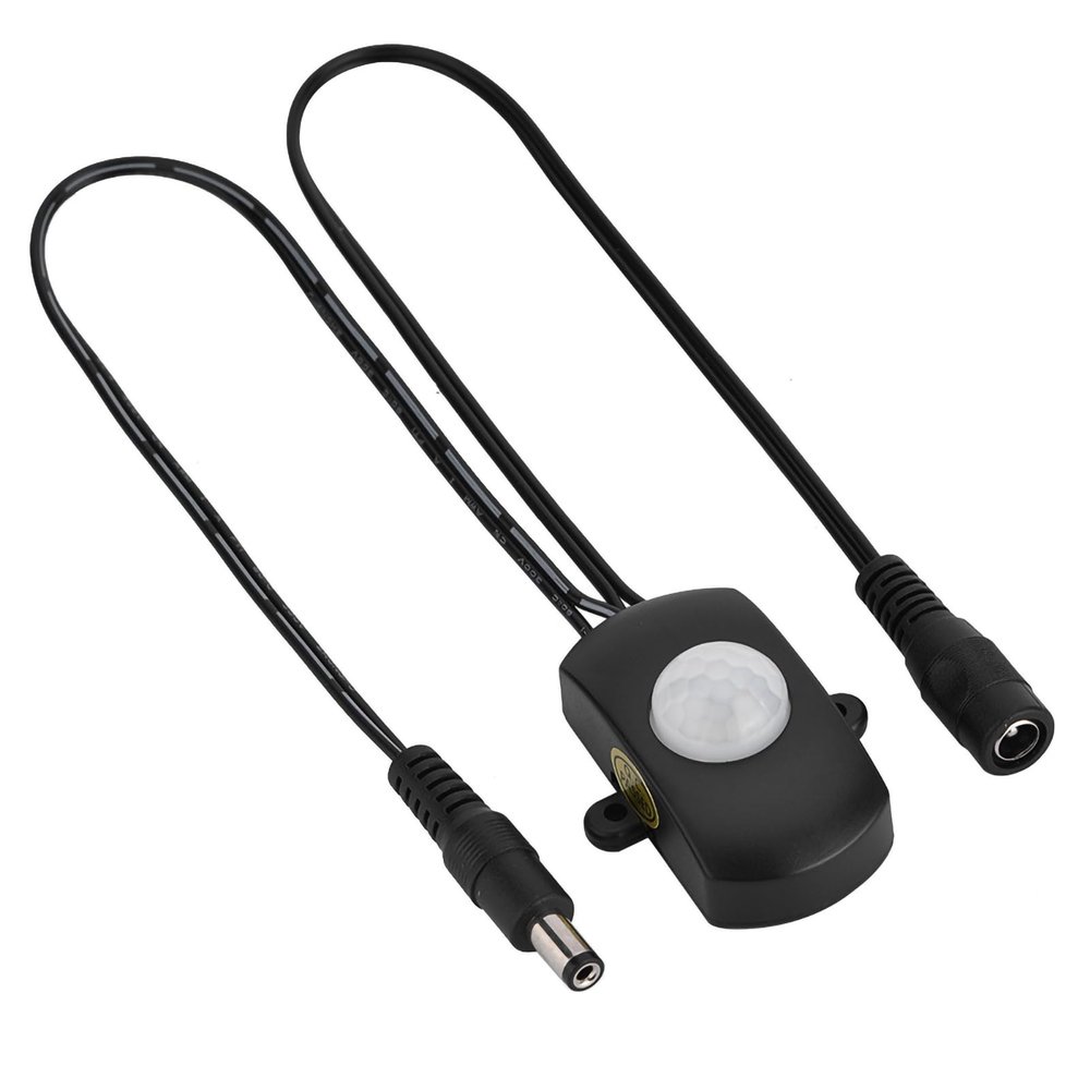 FILFEEL Mini PIR Infrared Motion Sensor Detector for LED Strips, Adjustable Delay Range for Energy Saving, Great for Home Automation (Black)