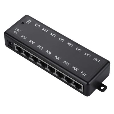 8 Interfaces Passive PoE Power Supply Adapter - Safe and Convenient Equipment for PoE or Non PoE Devices - for Surveillance Systems, Made of Plastic Material