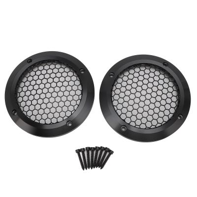 2PCS Speaker Grill Covers, Speaker Grill Mesh Decorative Circle Woofer Guard Protector Cover Parts, Car Speaker Subwoofer Guard Protector with Metal Mesh