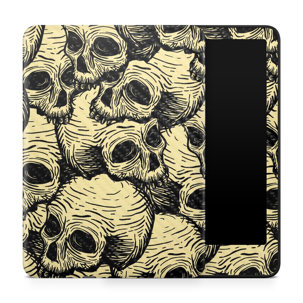 Carbon Fiber Tablet Skin Compatible with Amazon Kindle Paperwhite 12th (2024) - Inked Skulls - Premium 3M Vinyl Protective Wrap Decal Cover - Easy to Apply | Crafted in The USA by MightySkins