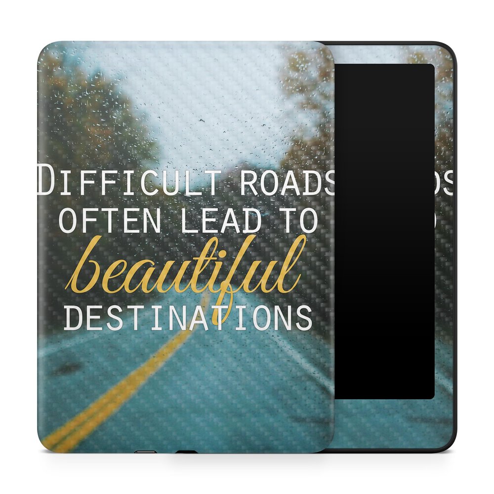 Carbon Fiber Tablet Skin Compatible with Amazon Kindle Paperwhite 12th (2024) - Difficult Roads - Premium 3M Vinyl Protective Wrap Decal Cover - Easy to Apply | Crafted in The USA by MightySkins