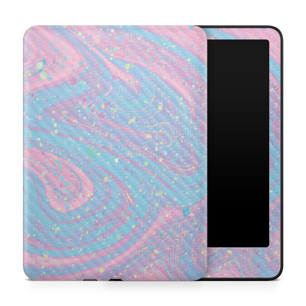 Carbon Fiber Tablet Skin Compatible with Amazon Kindle Paperwhite 12th (2024) - Cotton Candy Swirl - Premium 3M Vinyl Protective Wrap Decal Cover - Easy to Apply | Crafted in The USA by MightySkins