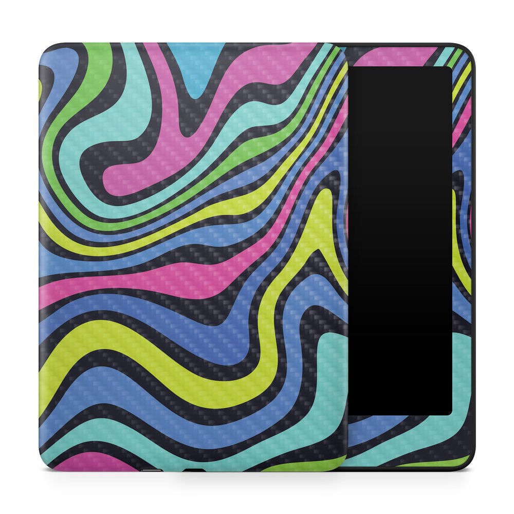 Carbon Fiber Tablet Skin Compatible with Amazon Kindle Paperwhite 12th (2024) - Fluorescent - Premium 3M Vinyl Protective Wrap Decal Cover - Easy to Apply | Crafted in The USA by MightySkins