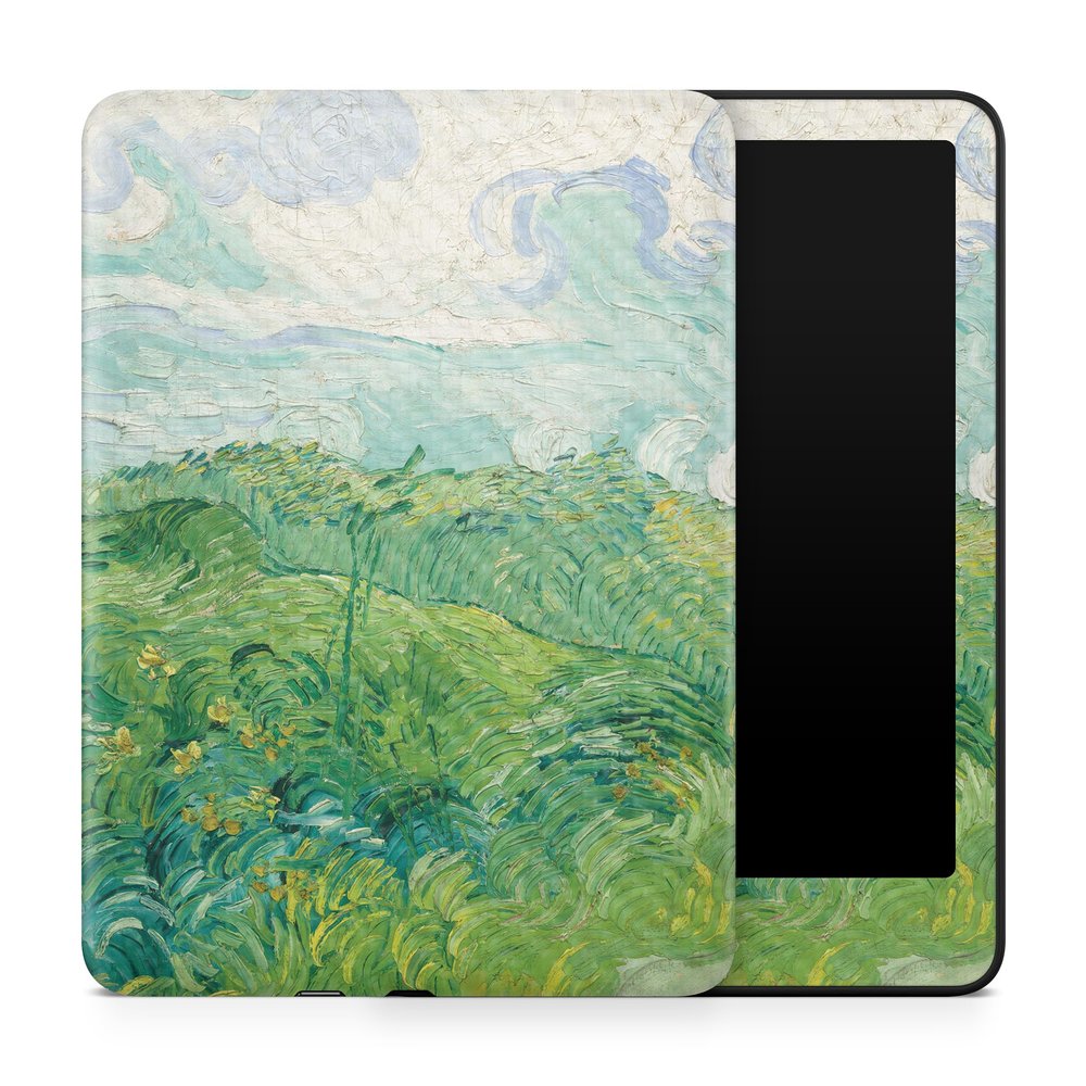 Carbon Fiber Tablet Skin Compatible with Amazon Kindle Paperwhite 12th (2024) - Green Wheat Fields - Premium 3M Vinyl Protective Wrap Decal Cover - Easy to Apply | Crafted in The USA by MightySkins
