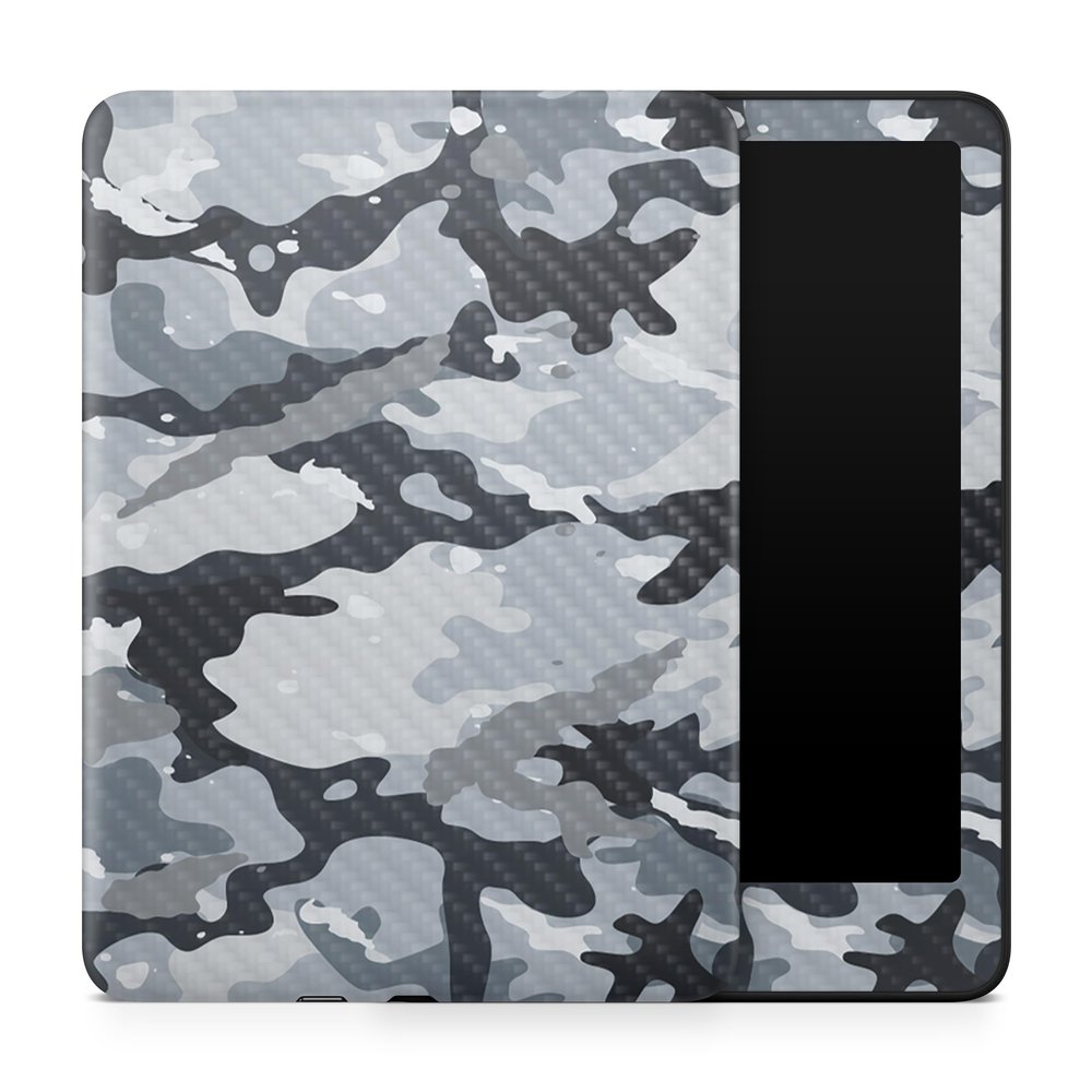 Carbon Fiber Tablet Skin Compatible with Amazon Kindle Paperwhite 12th (2024) - Gray Camouflage - Premium 3M Vinyl Protective Wrap Decal Cover - Easy to Apply | Crafted in The USA by MightySkins