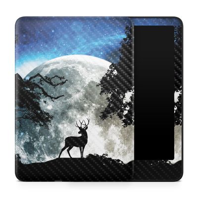 Carbon Fiber Tablet Skin Compatible with Amazon Kindle Paperwhite 12th (2024) - Moonlight Deer - Premium 3M Vinyl Protective Wrap Decal Cover - Easy to Apply | Crafted in The USA by MightySkins