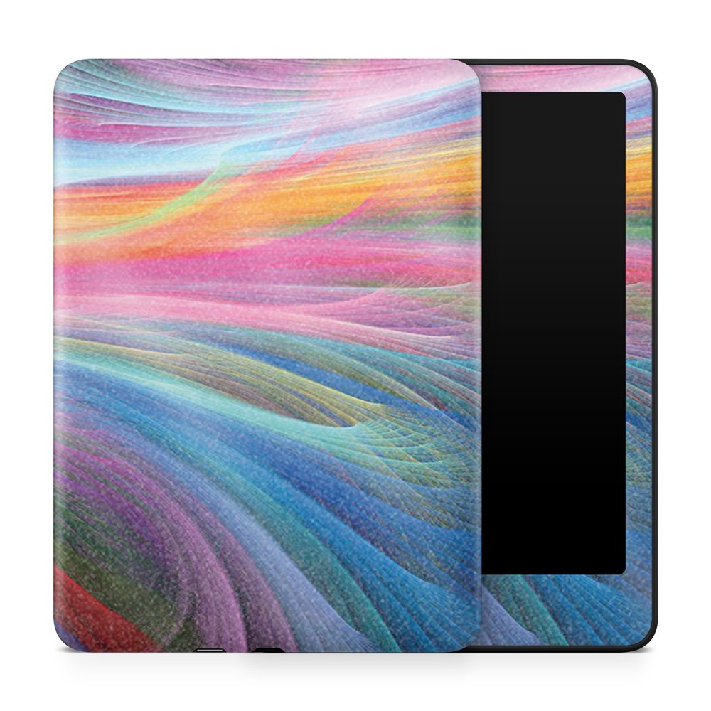 Glossy Glitter Tablet Skin Compatible with Amazon Kindle Paperwhite 12th (2024) - Rainbow Waves - Premium 3M Vinyl Protective Wrap Decal Cover - Easy to Apply | Crafted in The USA by MightySkins