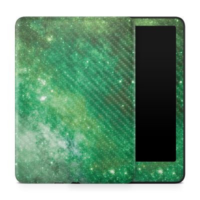 Carbon Fiber Tablet Skin Compatible with Amazon Kindle Paperwhite 12th (2024) - Green Stars - Premium 3M Vinyl Protective Wrap Decal Cover - Easy to Apply | Crafted in The USA by MightySkins