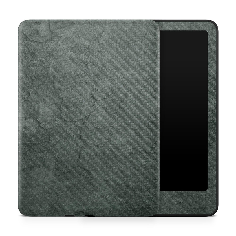 Carbon Fiber Tablet Skin Compatible with Amazon Kindle Paperwhite 12th (2024) - Green Stone - Premium 3M Vinyl Protective Wrap Decal Cover - Easy to Apply | Crafted in The USA by MightySkins