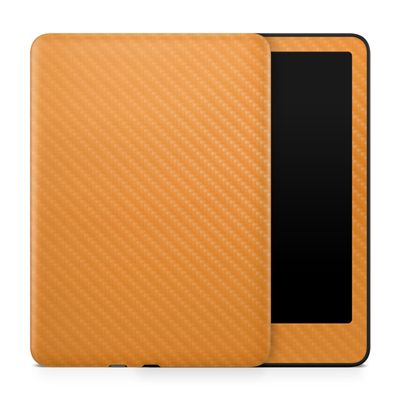 Carbon Fiber Tablet Skin Compatible with Amazon Kindle Paperwhite 12th (2024) - Solid Orange - Premium 3M Vinyl Protective Wrap Decal Cover - Easy to Apply | Crafted in The USA by MightySkins