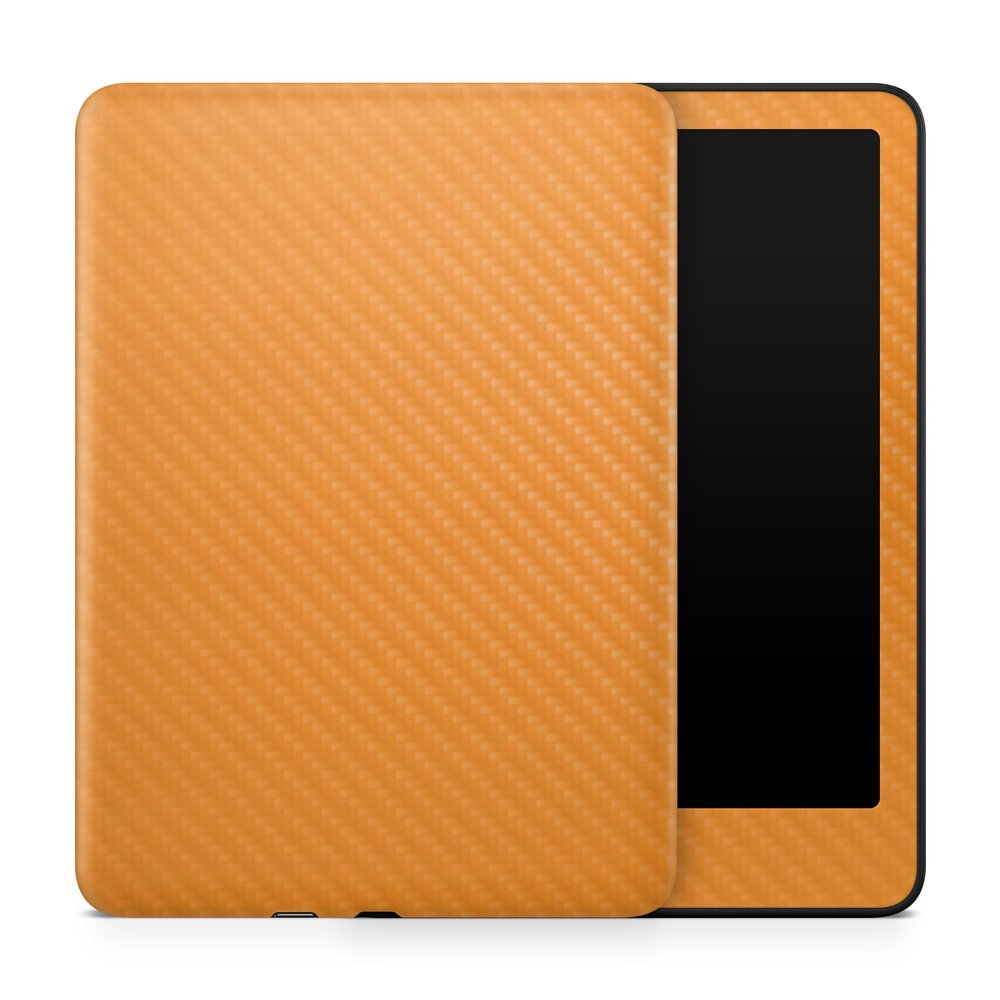 Carbon Fiber Tablet Skin Compatible with Amazon Kindle Paperwhite 12th (2024) - Solid Orange - Premium 3M Vinyl Protective Wrap Decal Cover - Easy to Apply | Crafted in The USA by MightySkins