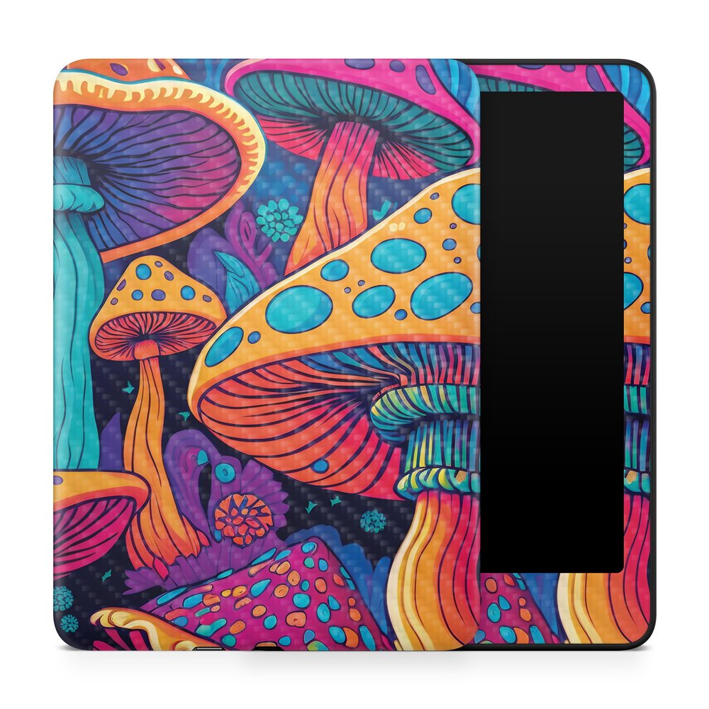 Carbon Fiber Tablet Skin Compatible with Amazon Kindle Paperwhite 12th (2024) - Mushrooms - Premium 3M Vinyl Protective Wrap Decal Cover - Easy to Apply | Crafted in The USA by MightySkins