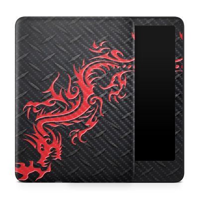 Carbon Fiber Tablet Skin Compatible with Amazon Kindle Paperwhite 12th (2024) - Red Dragon - Premium 3M Vinyl Protective Wrap Decal Cover - Easy to Apply | Crafted in The USA by MightySkins