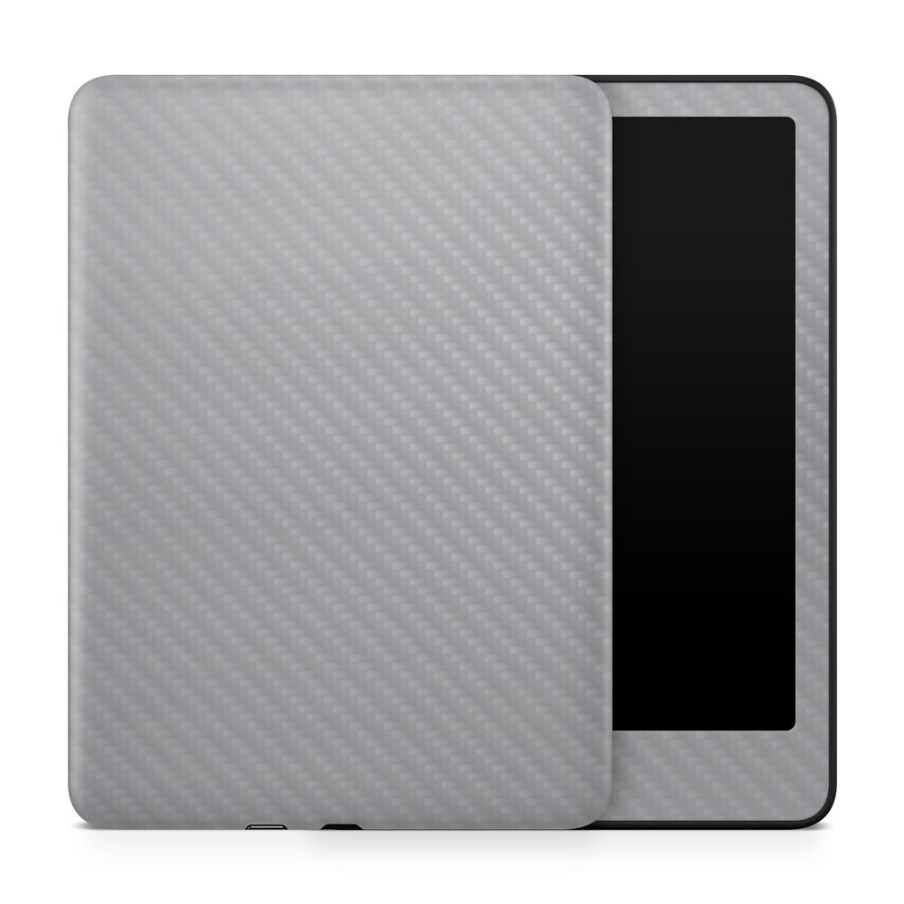 Carbon Fiber Tablet Skin Compatible with Amazon Kindle Paperwhite 12th (2024) - Solid Gray - Premium 3M Vinyl Protective Wrap Decal Cover - Easy to Apply | Crafted in The USA by MightySkins