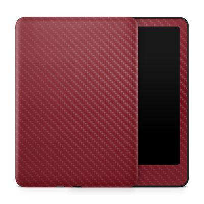 Carbon Fiber Tablet Skin Compatible with Amazon Kindle Paperwhite 12th (2024) - Solid Burgundy - Premium 3M Vinyl Protective Wrap Decal Cover - Easy to Apply | Crafted in The USA by MightySkins