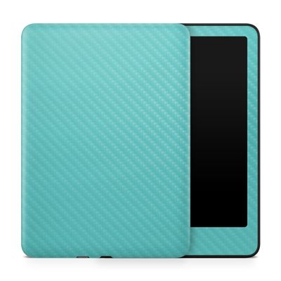 Carbon Fiber Tablet Skin Compatible with Amazon Kindle Paperwhite 12th (2024) - Solid Turquoise - Premium 3M Vinyl Protective Wrap Decal Cover - Easy to Apply | Crafted in The USA by MightySkins