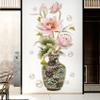 Chinese Style Lotus Flower Vase Wall Sticker, 24"x47" Classical Lotus Flower Wall Decals Murals Peel and Stick 3D Wall Art Stickers for Girls Bedroom Nursery Living Room TV Home Decor view 3