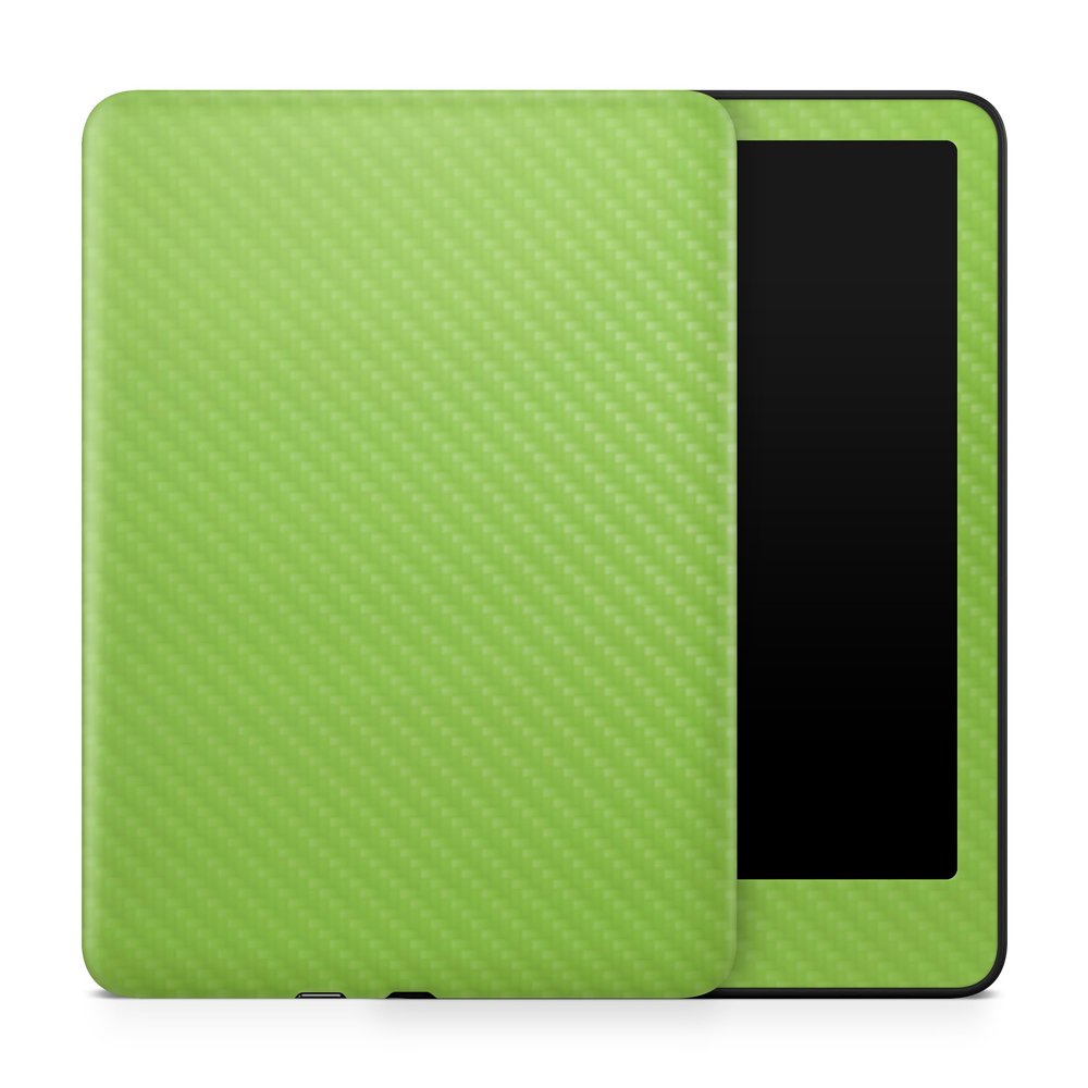 Carbon Fiber Tablet Skin Compatible with Amazon Kindle Paperwhite 12th (2024) - Solid Lime Green - Premium 3M Vinyl Protective Wrap Decal Cover - Easy to Apply | Crafted in The USA by MightySkins