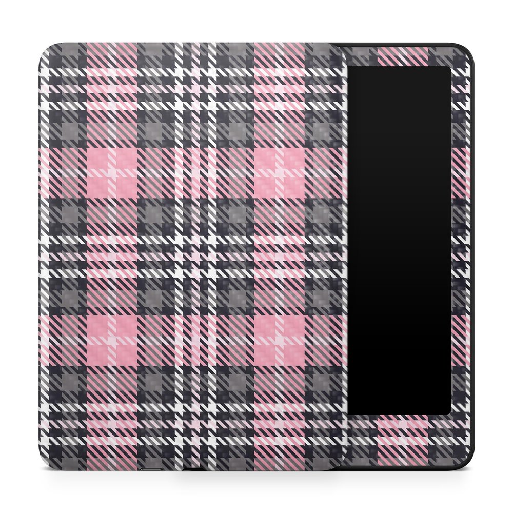 Carbon Fiber Tablet Skin Compatible with Amazon Kindle Paperwhite 12th (2024) - Pink Plaid - Premium 3M Vinyl Protective Wrap Decal Cover - Easy to Apply | Crafted in The USA by MightySkins