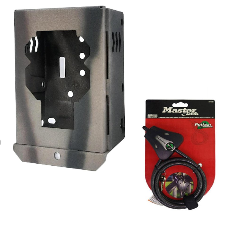 Steel Security Lock Box Compatible with Tactacam Reveal PRO 3.0, Reveal X 3.0 and Reveal Ultra Wireless Live View Security Trail Cameras Includes Adjustable Python Locking Cable