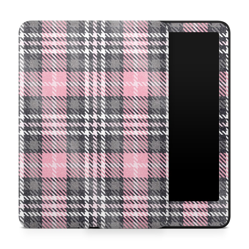 Glossy Glitter Tablet Skin Compatible with Amazon Kindle Paperwhite 12th (2024) - Pink Plaid - Premium 3M Vinyl Protective Wrap Decal Cover - Easy to Apply | Crafted in The USA by MightySkins