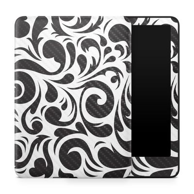 Carbon Fiber Tablet Skin Compatible with Amazon Kindle Paperwhite 12th (2024) - Swirly Black - Premium 3M Vinyl Protective Wrap Decal Cover - Easy to Apply | Crafted in The USA by MightySkins