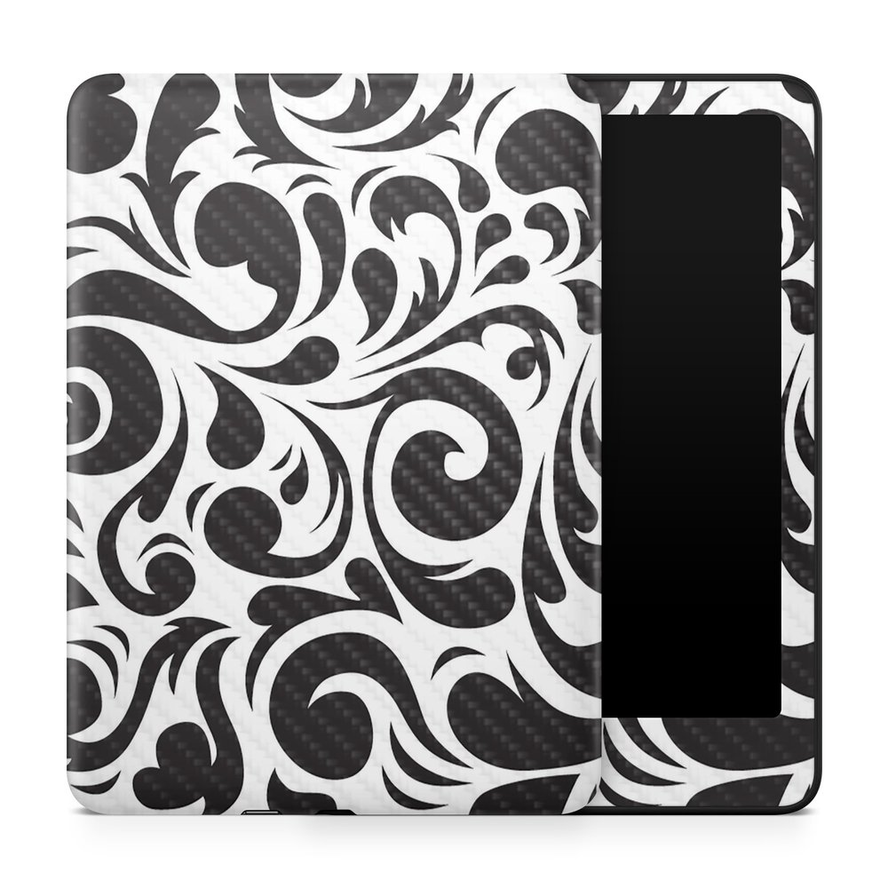 Carbon Fiber Tablet Skin Compatible with Amazon Kindle Paperwhite 12th (2024) - Swirly Black - Premium 3M Vinyl Protective Wrap Decal Cover - Easy to Apply | Crafted in The USA by MightySkins
