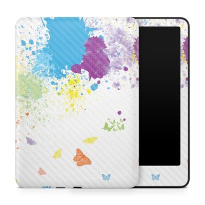 Carbon Fiber Tablet Skin Compatible with Amazon Kindle Paperwhite 12th (2024) - Splash of Color - Premium 3M Vinyl Protective Wrap Decal Cover - Easy to Apply | Crafted in The USA by MightySkins