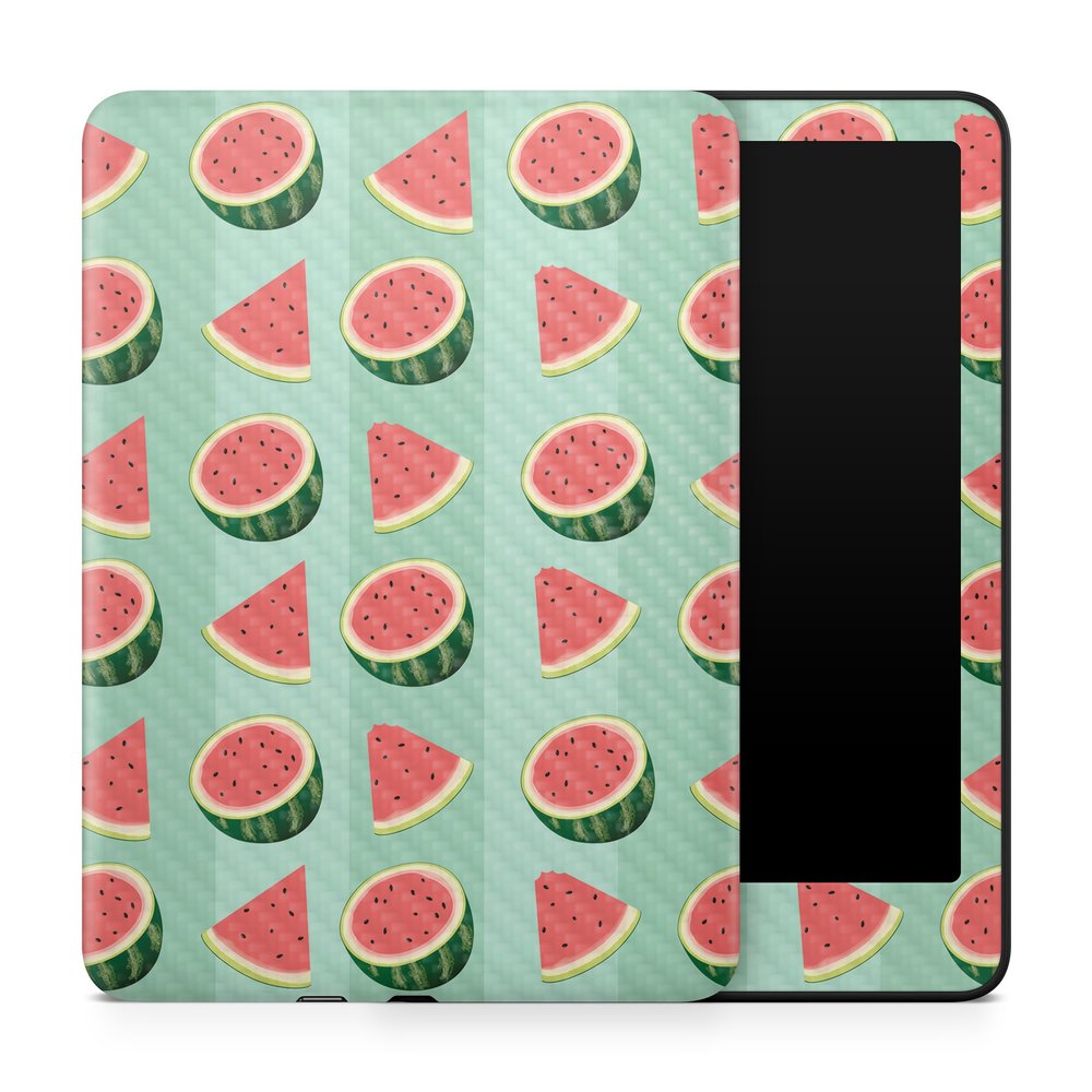 Carbon Fiber Tablet Skin Compatible with Amazon Kindle Paperwhite 12th (2024) - Watermelon Patch - Premium 3M Vinyl Protective Wrap Decal Cover - Easy to Apply | Crafted in The USA by MightySkins