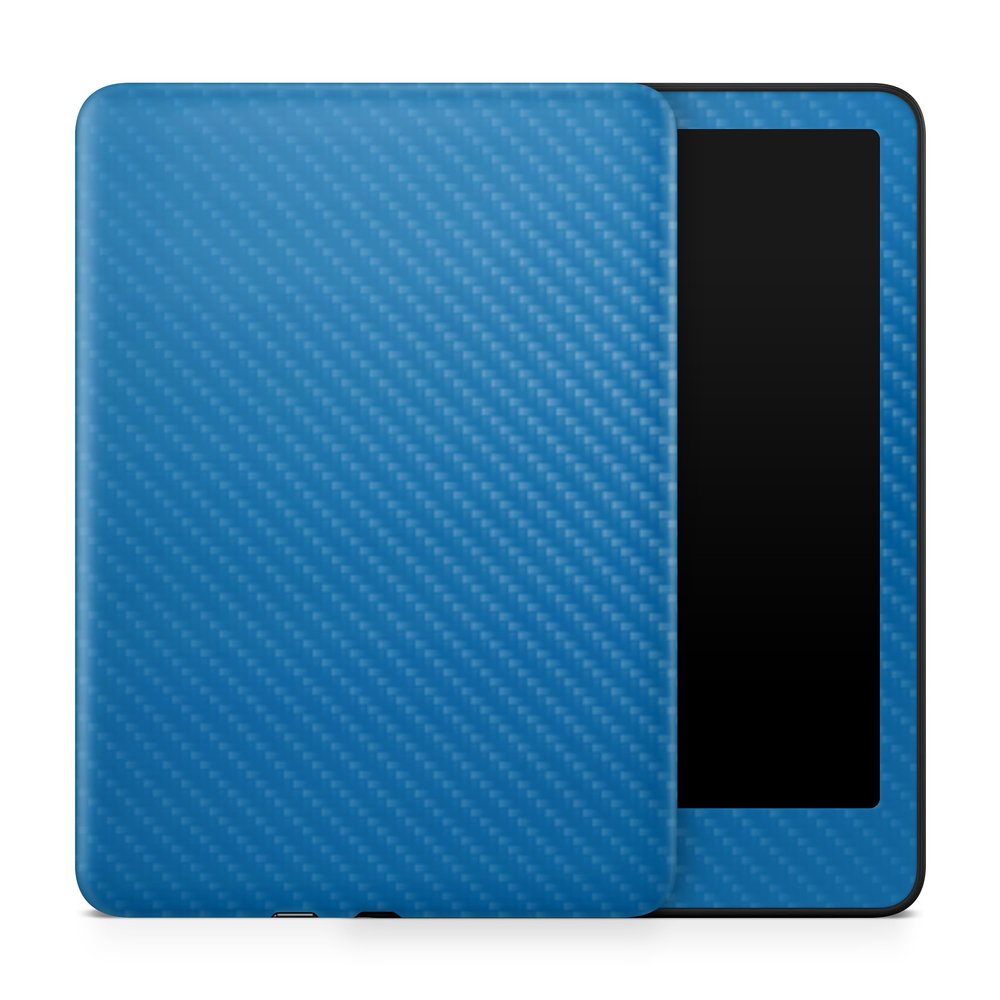 Carbon Fiber Tablet Skin Compatible with Amazon Kindle Paperwhite 12th (2024) - Solid Blue - Premium 3M Vinyl Protective Wrap Decal Cover - Easy to Apply | Crafted in The USA by MightySkins