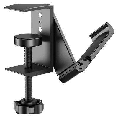 Headphones Stand Holder Headphone Hook, Headphones Stand Under Table Foldable Aluminum Headset Holder Clamp Hanger Mount, Built in Cable Clip Organizer for PC Gaming, Office Headphone Bracket