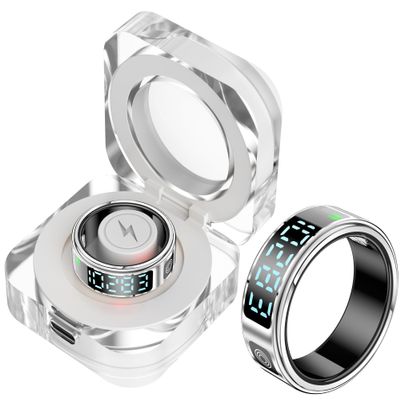 CNBRO Smart Ring with Display Fitness Tracker Heart Rate Monitor Sleep Tracker Step Counter Pedometer Fitness Ring Waterproof Health Smart Rings for Men Women Anillo inteligente