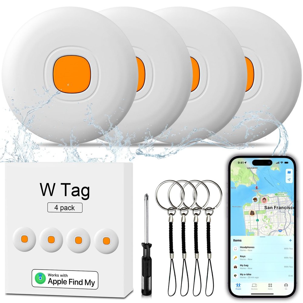 Air Tracker Air 4 Pack Tag Tracker Tag,IP68 Waterproof Smart Tag White