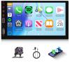 7 Inch Double Din Car Stereo-IPS Touch Screen Car Radio with Wireless Carplay Android Auto,Bluetooth,Mirror Link,EQ,SWC,FM Radio,USB/AUX, Car Audio Receivers with Camera view 1