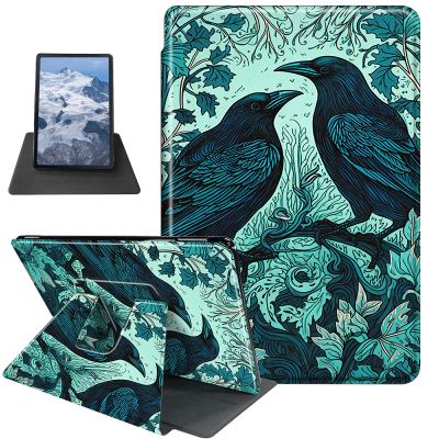 BFDHGQZC Ravens On Branches Case for 7" Kindle Paperwhite (12th Generation,2024)&Kindle Colorsoft Signature Edition 7"(2024/2025) 360 Degree Rotating Stand Protective Cover with Auto Sleep/Wake